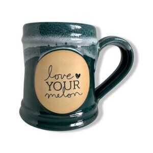 OLD Deneen Pottery Love Your Melon Coffee Mug Green